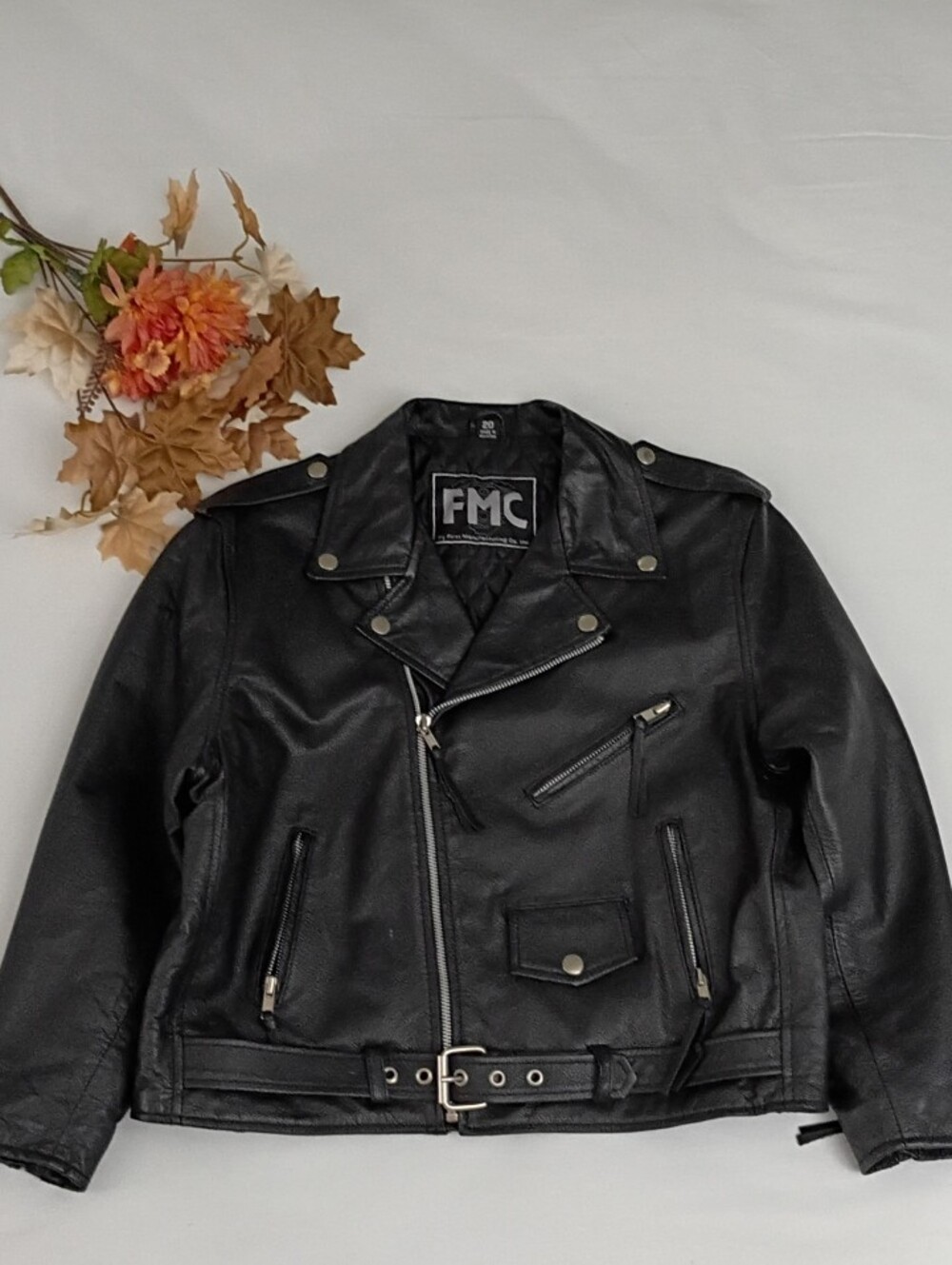 First Mfg Co. Black Leather Biker Jacket